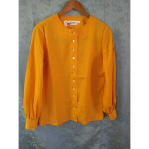 VTG 70's Ardee NWOT Top Size 11 / 12 Collarless Shirt Golden Yellow